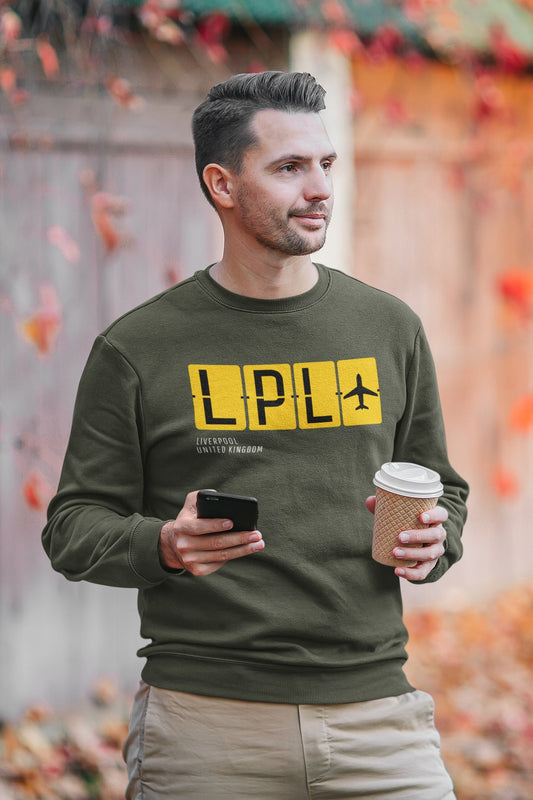 Bepaal zelf welke luchthavencode je op je sweater zet. 100% biologisch katoen - Kleur: Khaki