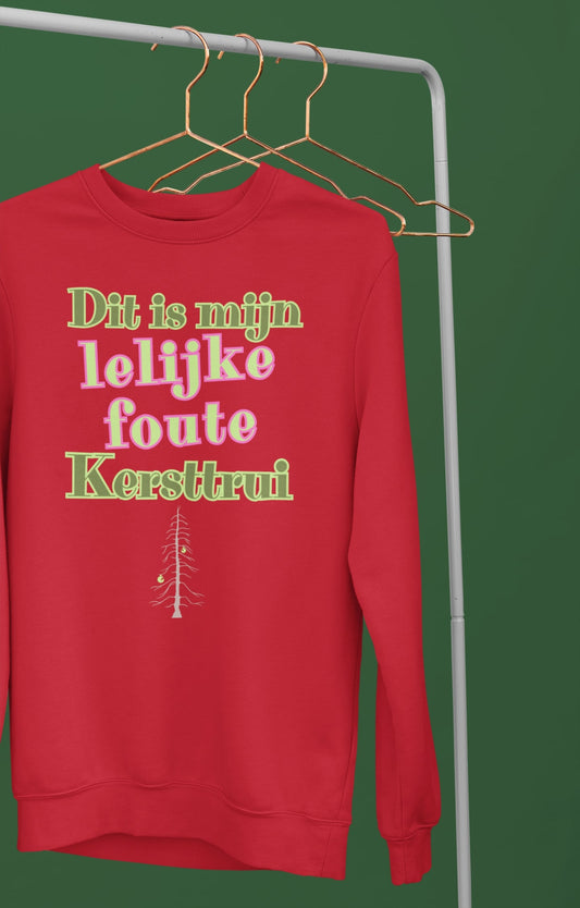 Lelijke Foute Kersttrui van 85% biologisch katoen en 15% gerecycled polyester - Kleur: Red
