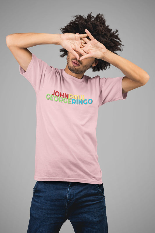 The Beatles - John Lennon, Paul McCartney, George Harrison & Ringo Starr. 100% biologisch katoen - Kleur: Cotton Pink