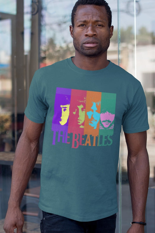 Beatles shirt van biologisch katoen in Popart style - Kleur: Stargazer