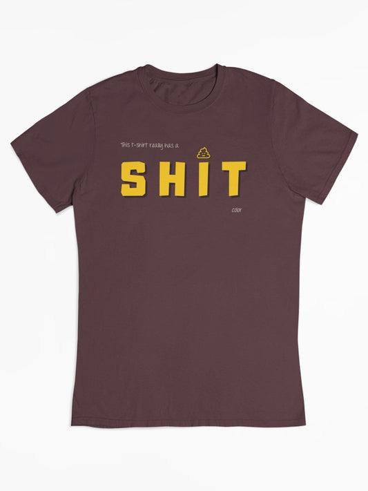Dit shirt heeft een poepkleur, maar is wél van 100% biologisch katoen - Kleur: Red Brown