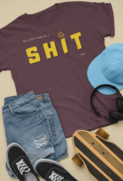 Dit shirt heeft een poepkleur, maar is wél van 100% biologisch katoen - Kleur: Red Brown