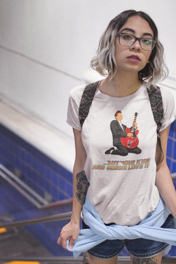 Back to the Future Marty McFly gitaarsolo T-shirt - 100% biologisch katoen - Kleur: Off White