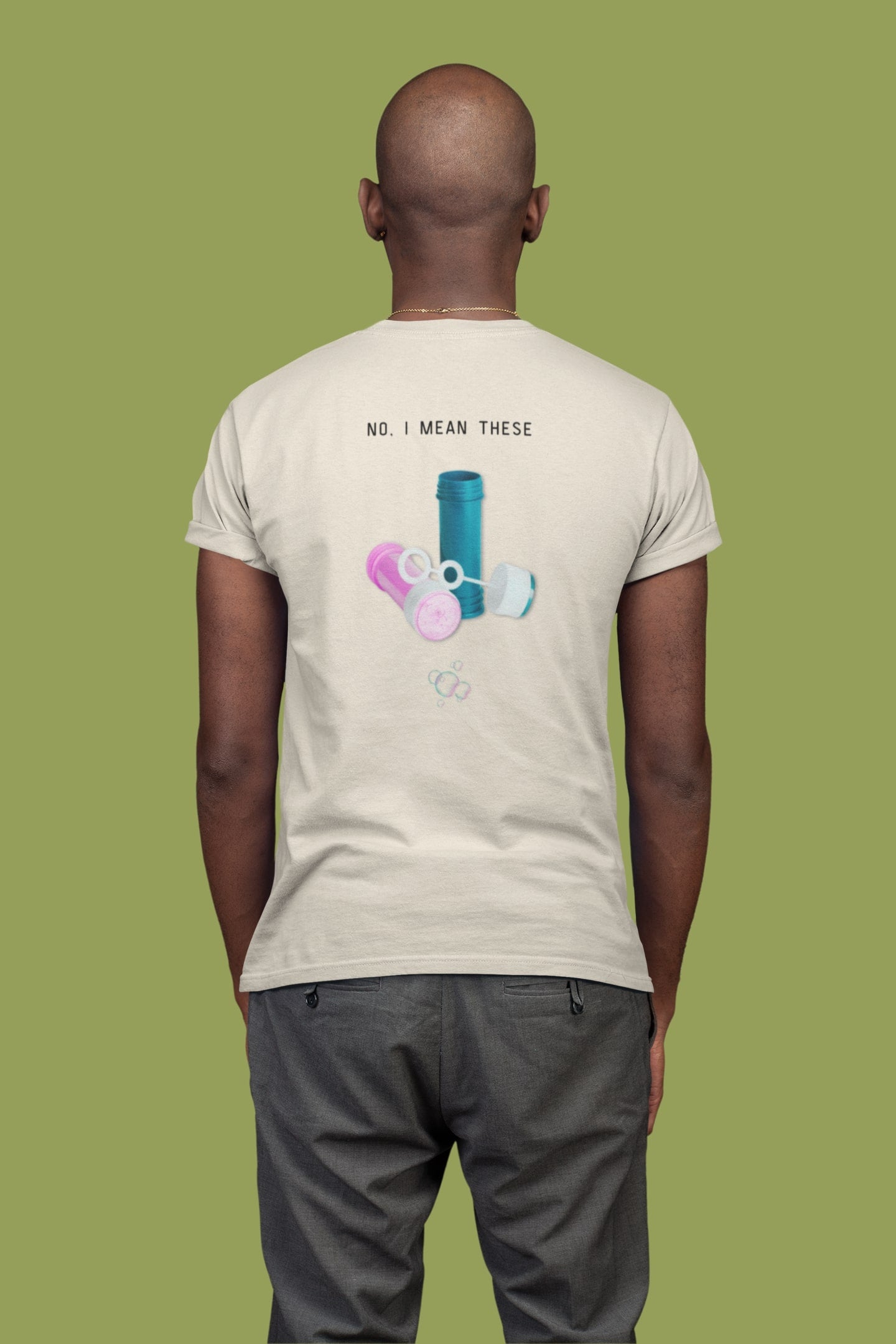 Bubbels of bellenblazen. Maak mensen aan het lachen door jeugdsentiment en herkenning. Eco-friendly biologisch katoen. Kleur: Natural Raw