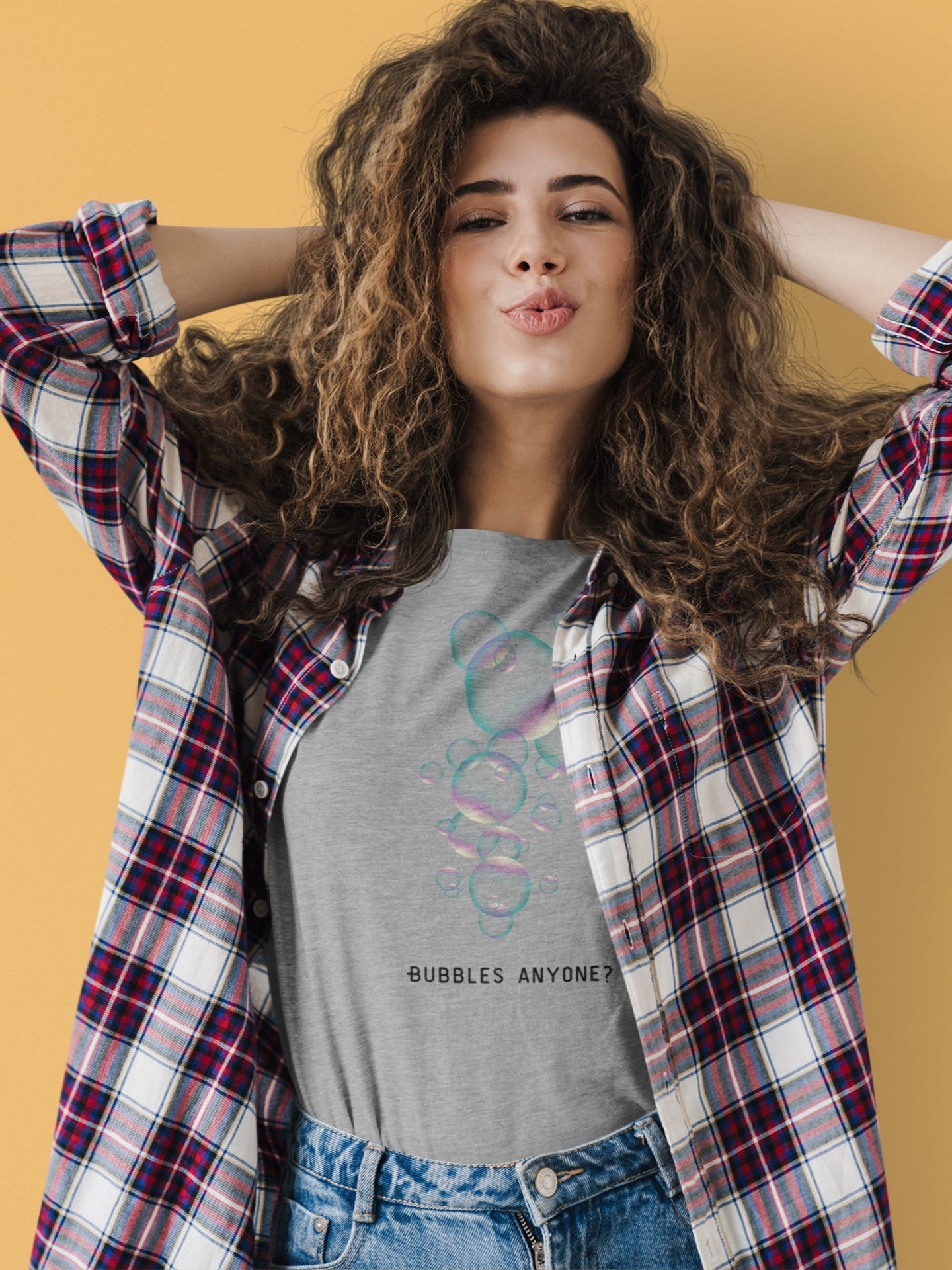 Bubbels of bellenblazen. Maak mensen aan het lachen door jeugdsentiment en herkenning. Eco-friendly biologisch katoen. Kleur: Heather Grey