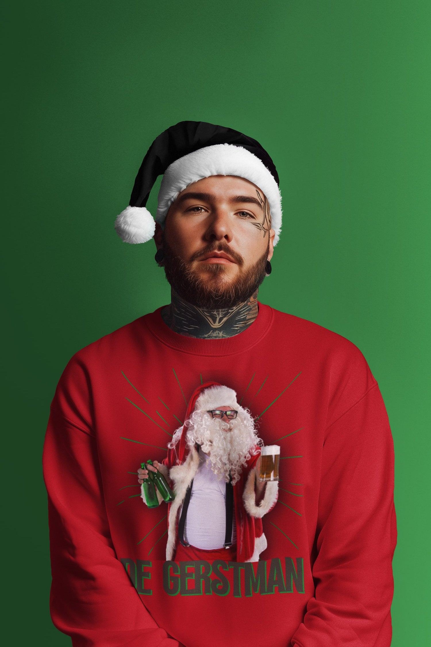 De Gerstman Kersttrui van 85% biologisch katoen en 15% gerecycled polyester - Kleur: Red