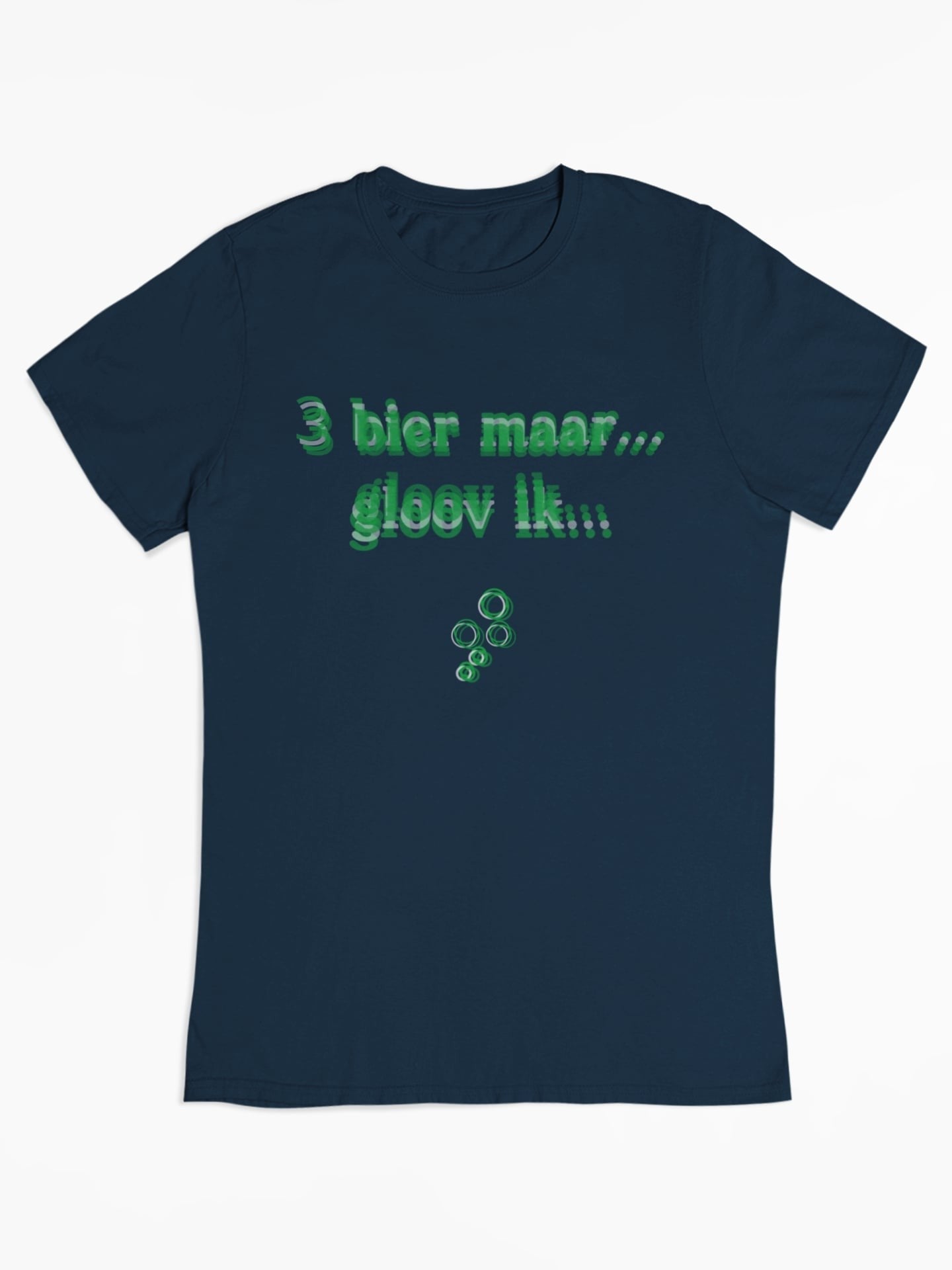 Grappig "3 bier maar" T-shirt van biologisch katoen - Kleur: French Navy