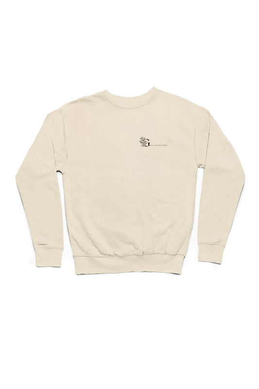 Good Thoughts Centre Sweater - Voorzijde: Logo. Kleur: Natural Raw