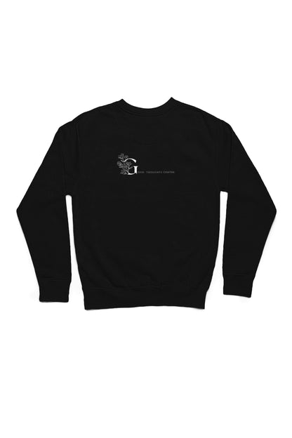 Good Thoughts Centre Sweater - Achterzijde: logo. Kleur: Black