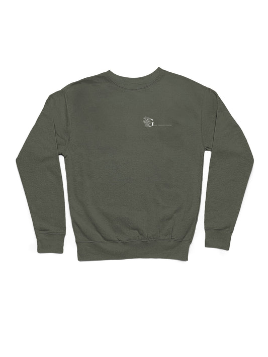 Good Thoughts Centre Sweater Scrabble - Voorzijde: Logo. Kleur: Khaki