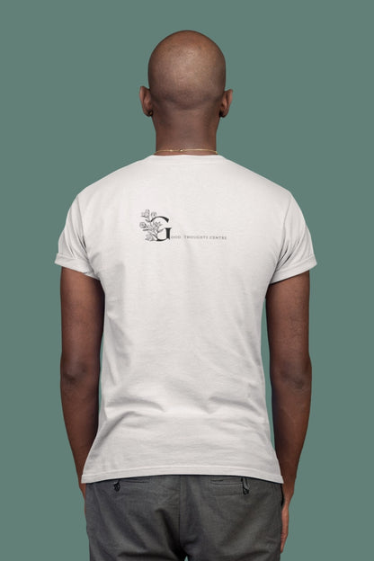 Good Thoughts Centre T-shirt - Achterzijde: GTC Logo. Kleur: Off White