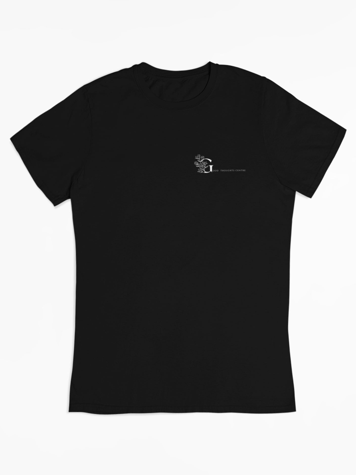 Good Thoughts Centre T-shirt - Voorzijde: GTC logo. Kleur: Black