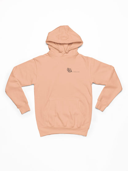 Good Thoughts Centre Hoodie Scrabble - Voorzijde: Logo GTC. Kleur: Fraiche Peche