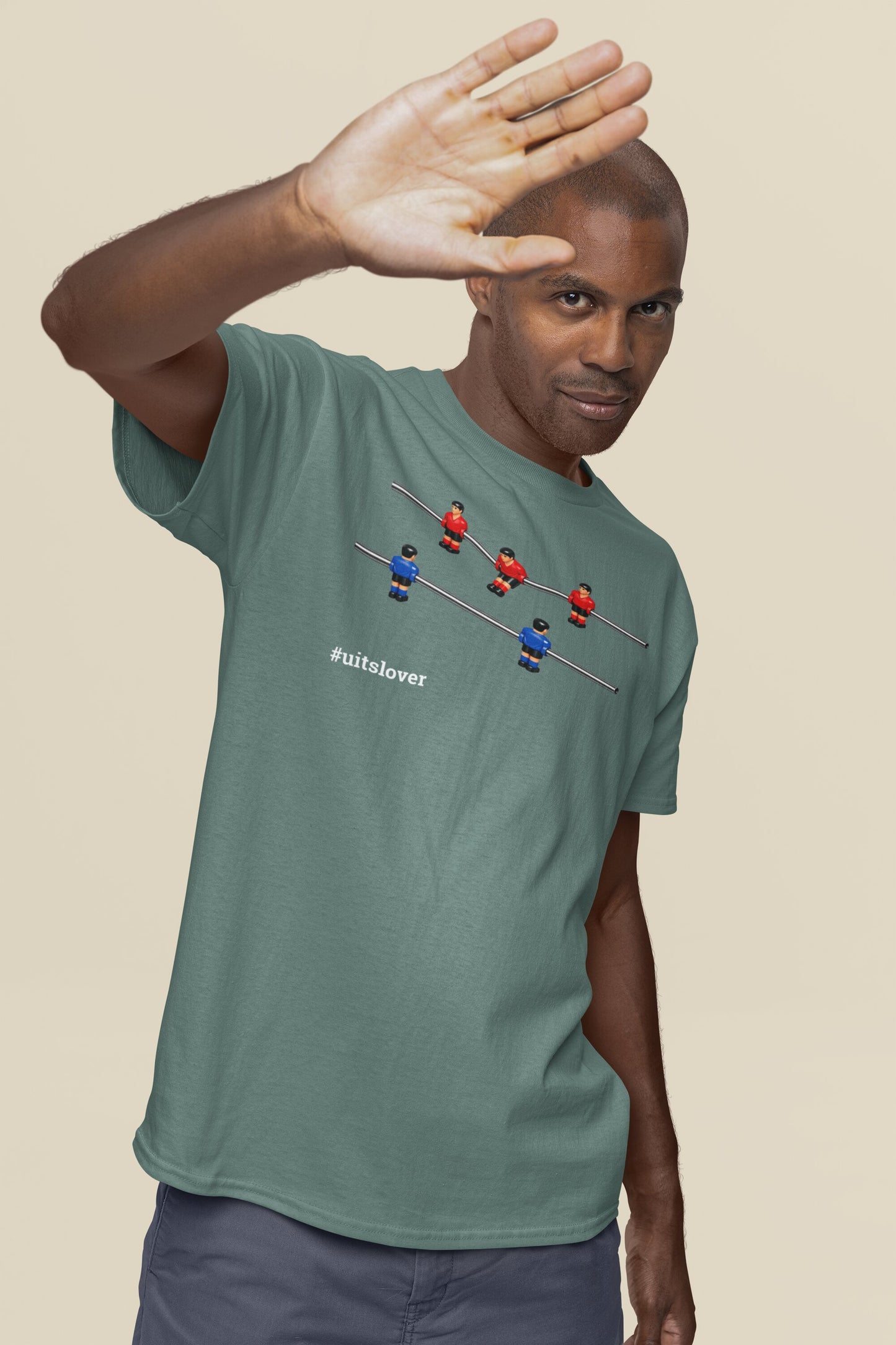 Tafelvoetbal T-shirt hashtag uitslover - 100% biologisch katoen - Kleur: Green Bay