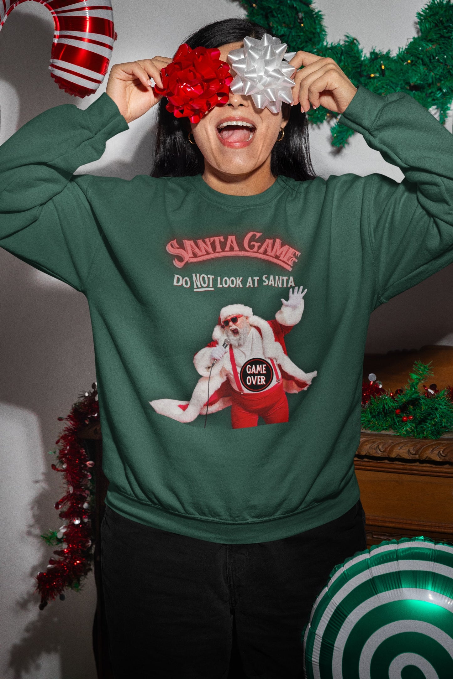Santa Game Kersttrui van 85% biologisch katoen en 15% gerecycled polyester - Kleur: Bottle Green