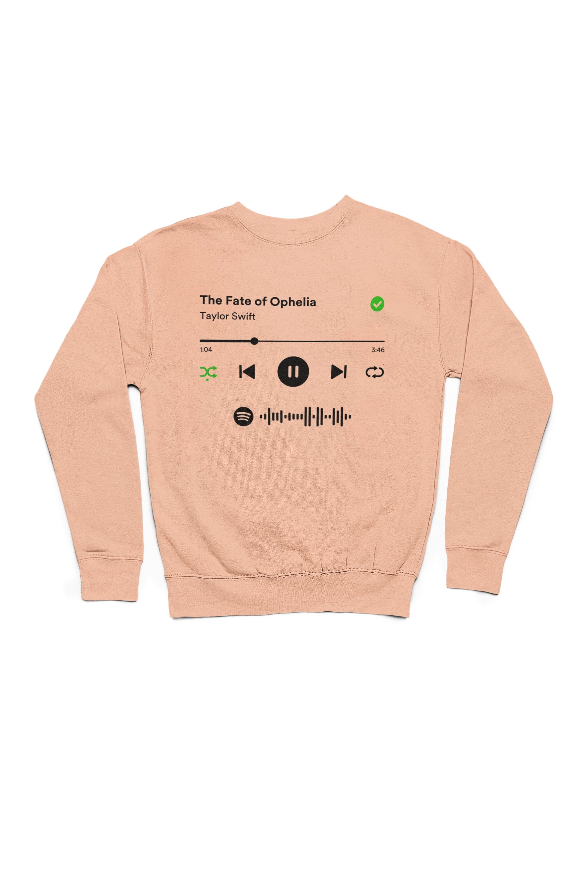 Spotify Player sweater van biologisch katoen met scanbare Spotify code! Welk nummer er wordt afgespeeld bepaal je natuurlijk helemaal zelf.
100% biologisch katoen. Flat lay. Kleur: Fraiche Peche