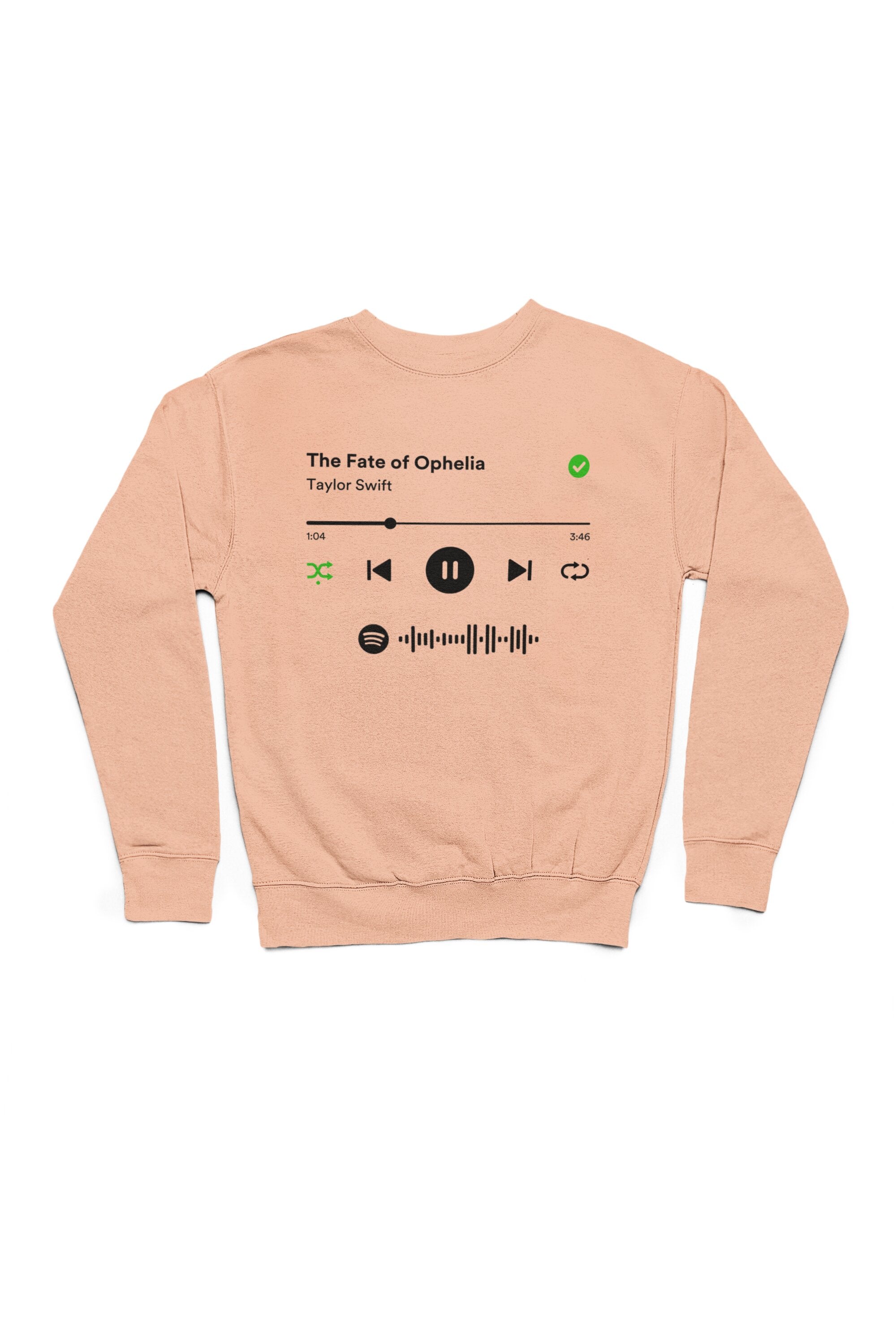 Spotify Player sweater van biologisch katoen met scanbare Spotify code! Welk nummer er wordt afgespeeld bepaal je natuurlijk helemaal zelf.
100% biologisch katoen. Flat lay. Kleur: Fraiche Peche