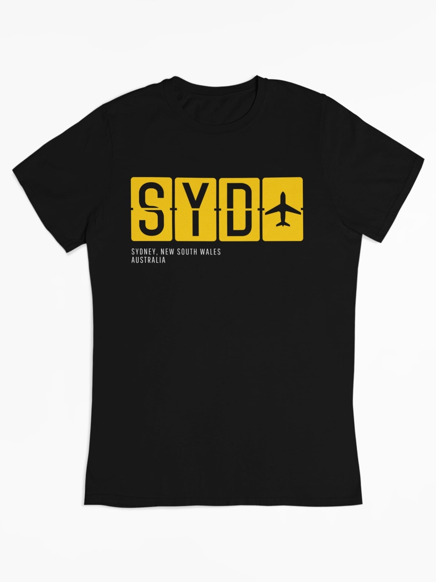 Bepaal zelf welke airport code je op je shirt zet. 100% biologisch katoen. Flay Lay - Kleur: Black