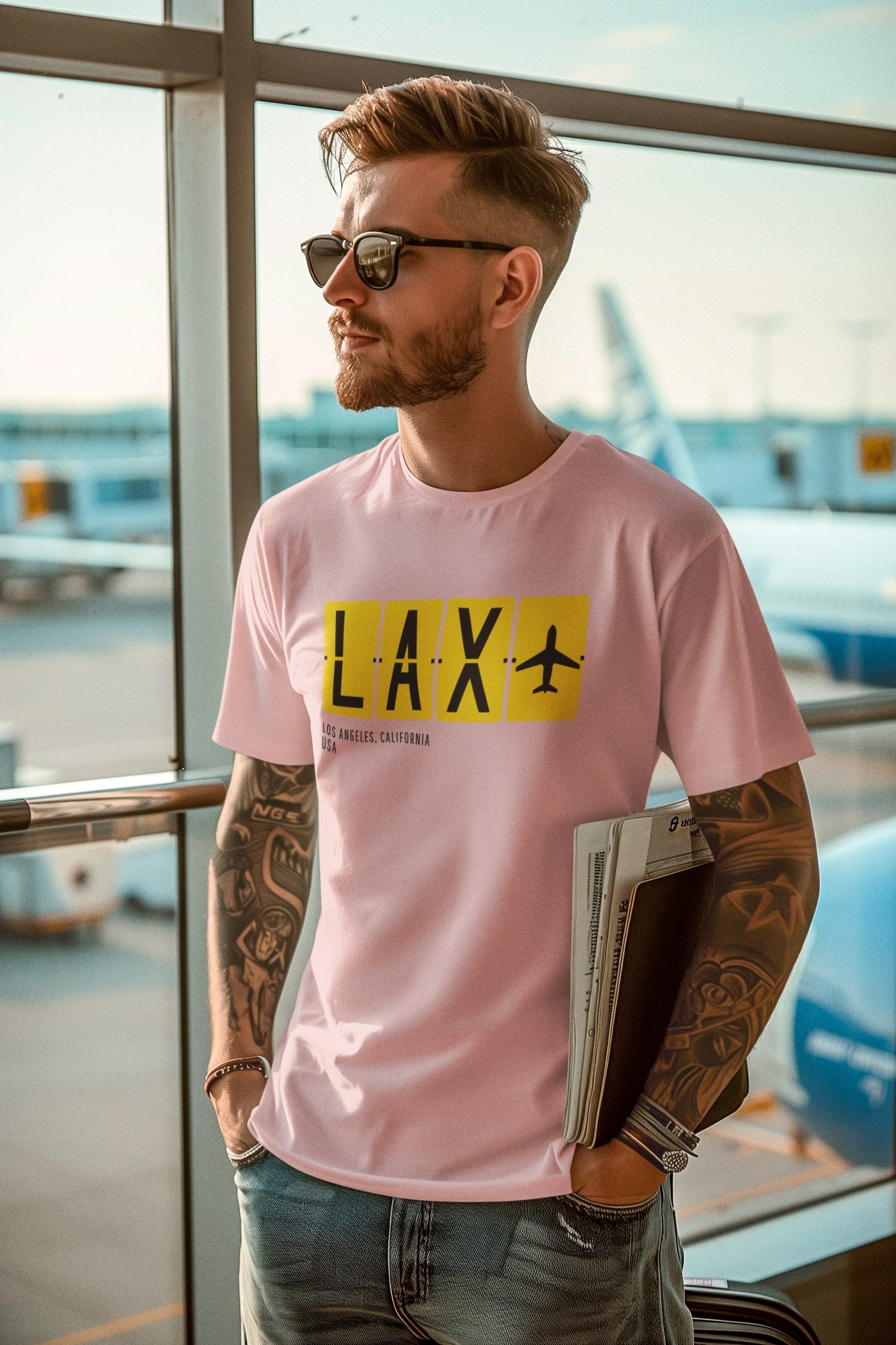 Bepaal zelf welke airport code je op je shirt zet. 100% biologisch katoen - Kleur: Cotton Pink