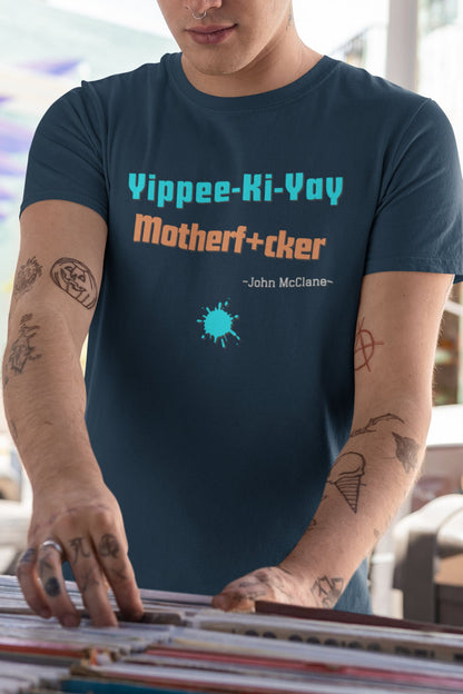 De beroemde quote uit de beruchte Die Hard films met Bruce Willis. Yippee Ki Yay Motherfucker - Kleur: French Navy