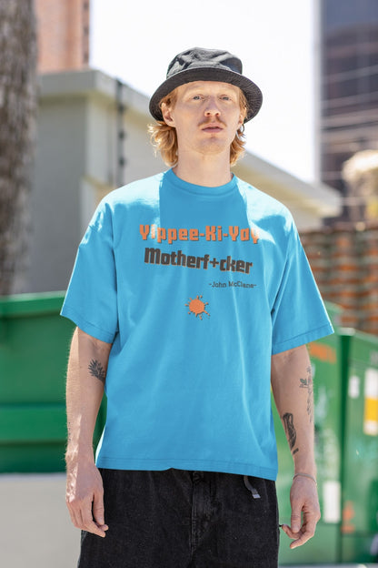De beroemde quote uit de beruchte Die Hard films met Bruce Willis. Yippee Ki Yay Motherfucker - Kleur: Aqua Blue
