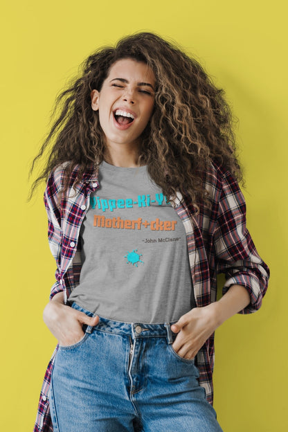 De beroemde quote uit de beruchte Die Hard films met Bruce Willis. Yippee Ki Yay Motherfucker - Kleur: Heather Grey